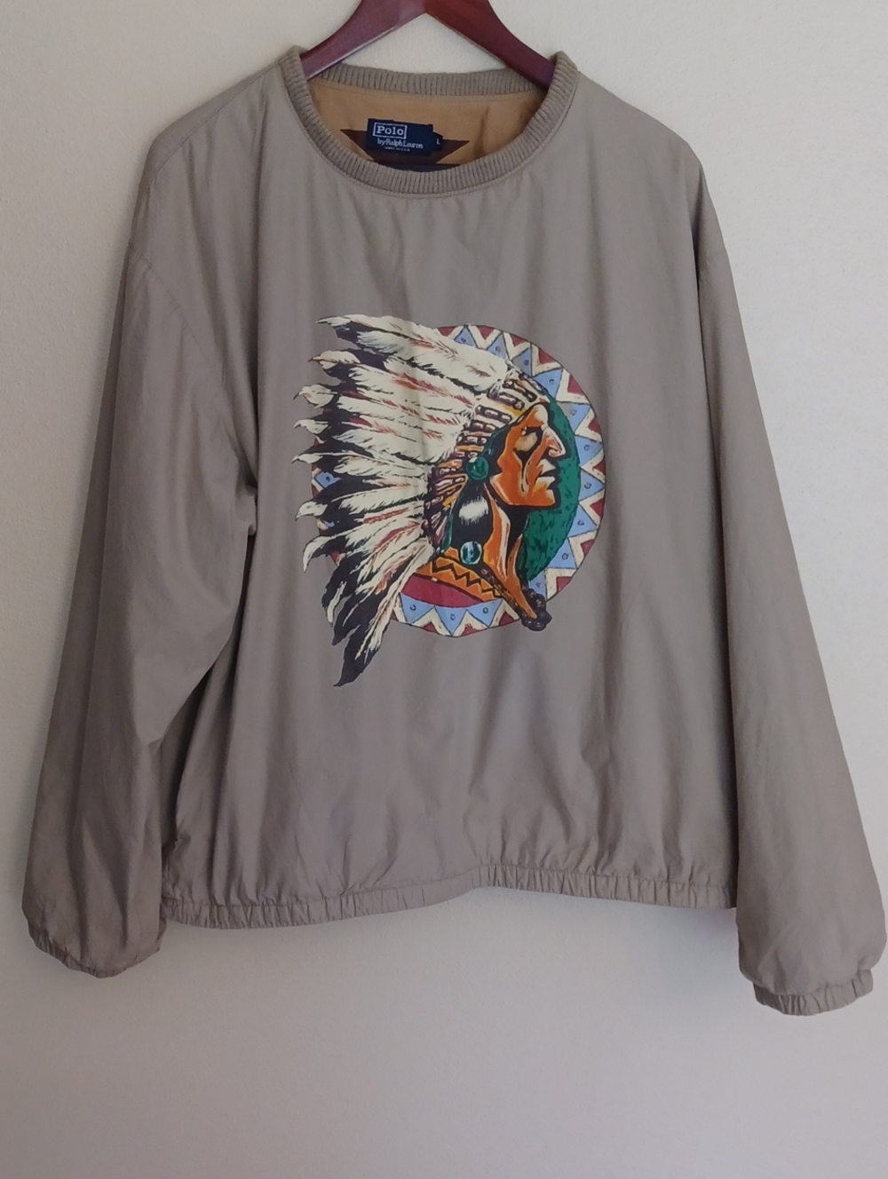Vintage Ralph Lauren Indian Head Crew Neck Pullover 1990s P Wing Size L Native